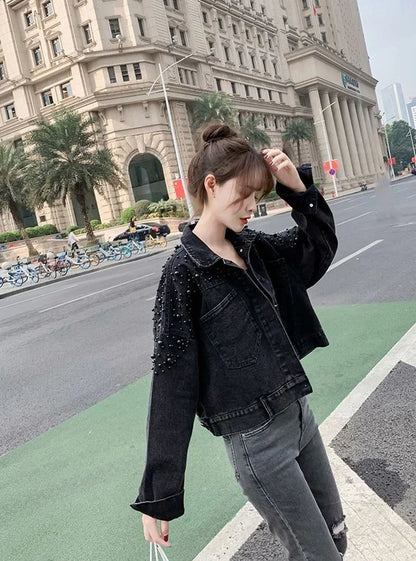 Women's Distressed Denim Jacket - Vintage Cowgirl Style