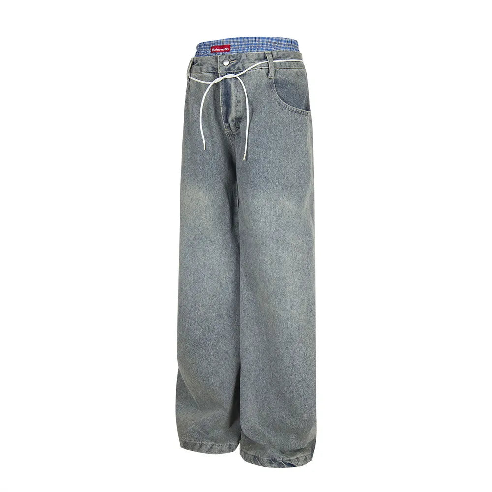 Double Waist Jeans Mens With Belt - Retro High Street