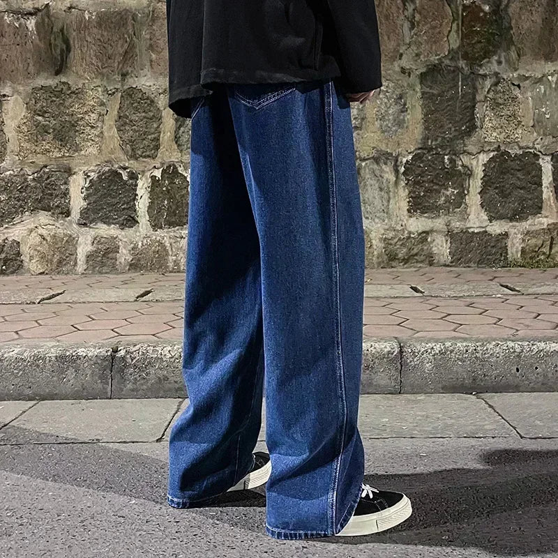 Men's Wide Leg Baggy Jeans - Korean Street Style Loose