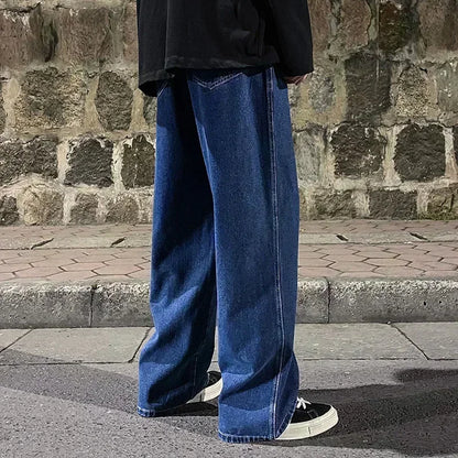 Men's Wide Leg Baggy Jeans - Korean Street Style Loose