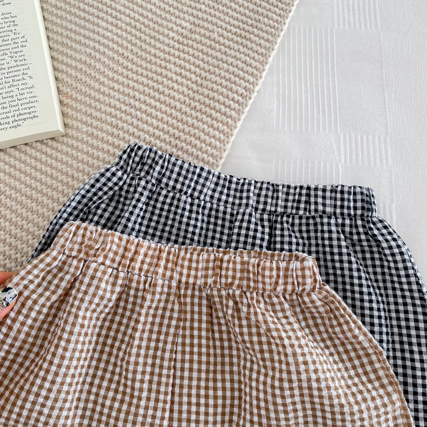 Girls' Checkered Sleeveless Blouse & Shorts Set 2-6Y
