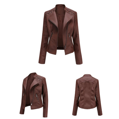 Women's PU Leather Motorcycle Jacket - Spring Autumn