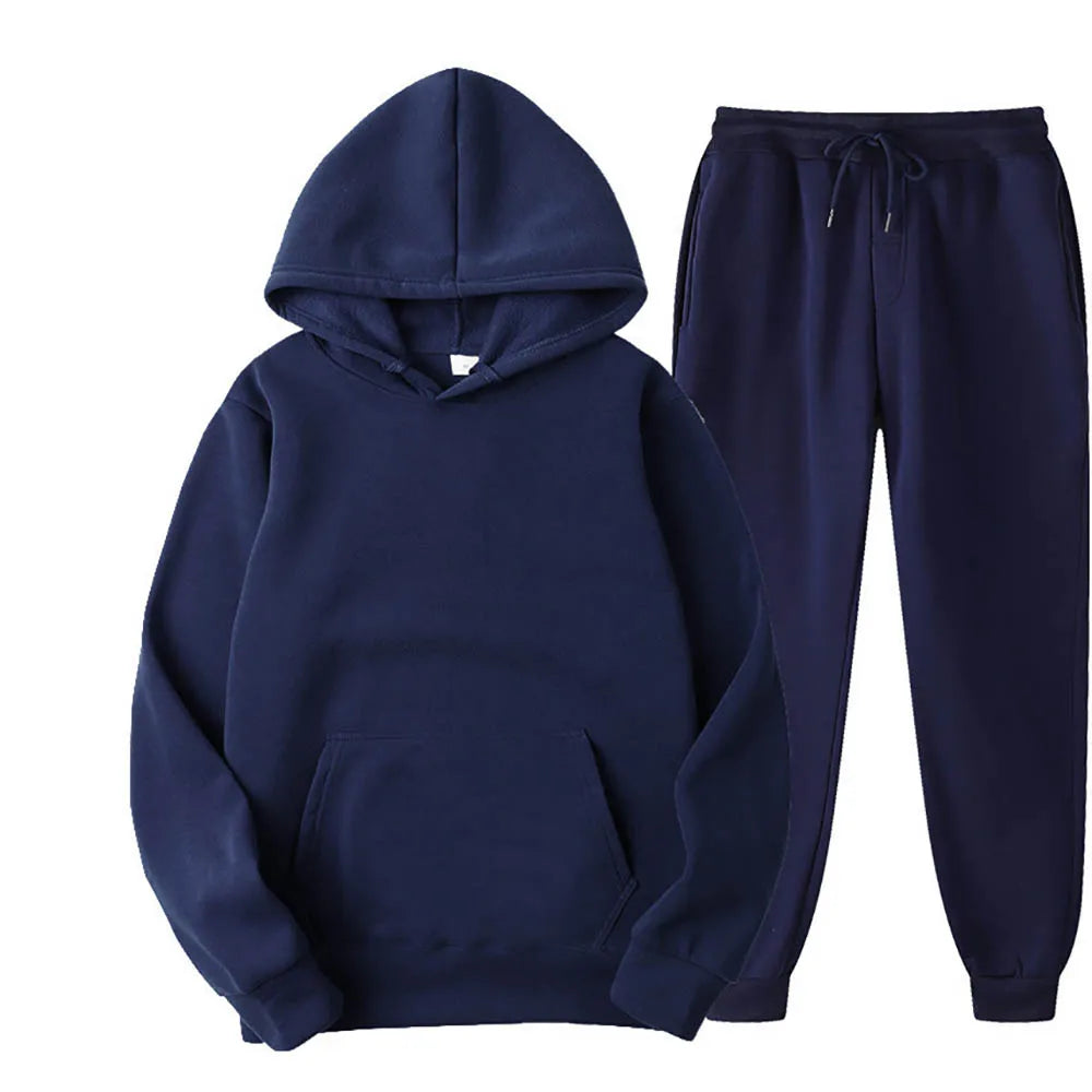 Men's Hoodie & Drawstring Pants Tracksuit Set