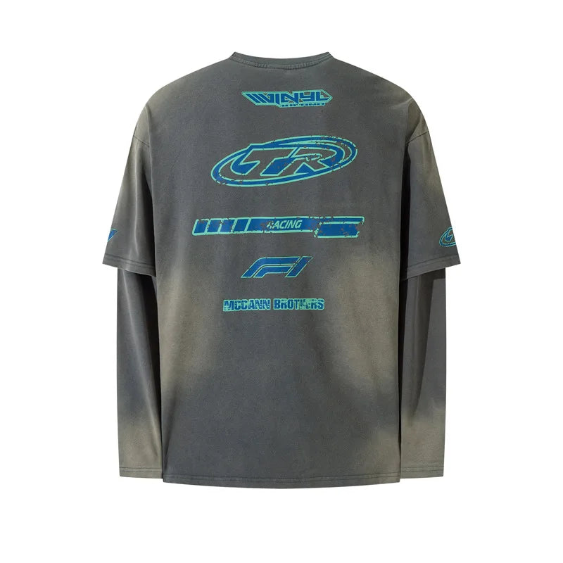Men's Y2K Harajuku Vintage Washed Long Sleeve T-Shirt