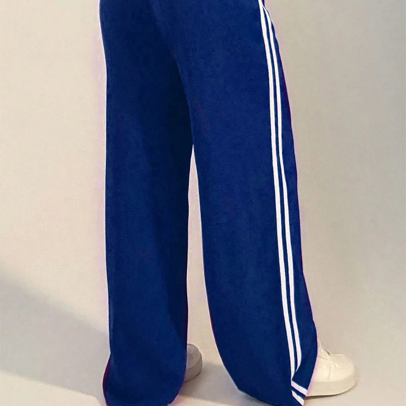 Qadın Şalvarı Payız Yeni Moda Zolaqlı Küçə Geyimi