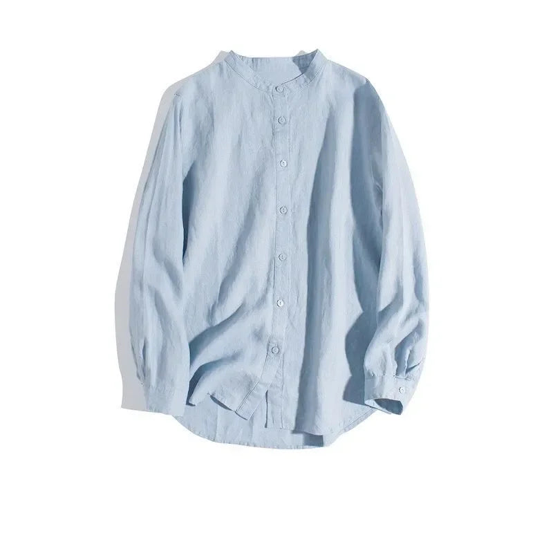 Men's Korean Style Loose White Round Neck Shirt