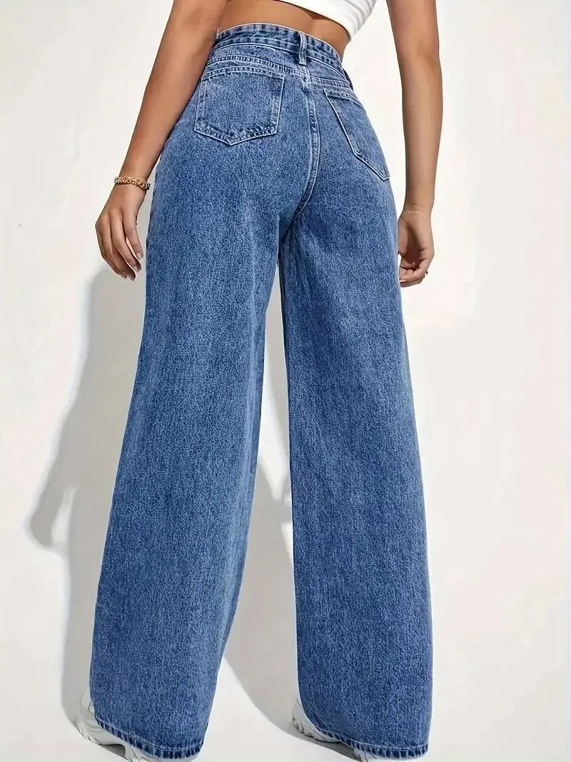 Wide-Legged Jeans Europe - Autumn Spring High-Waisted Straight Thin