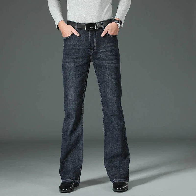 Men's Flared Boot Cut Jeans - Designer Classic High Waist