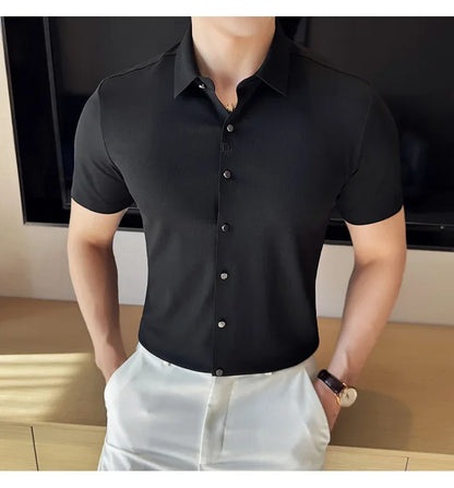 Men's Embroidered Striped Business Shirt