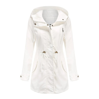 Women Hooded Trench Coat Spring Autumn Outdoor