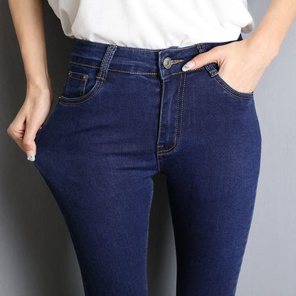 Jeans For Women Mom Jeans Blue Gray Black High Elastic