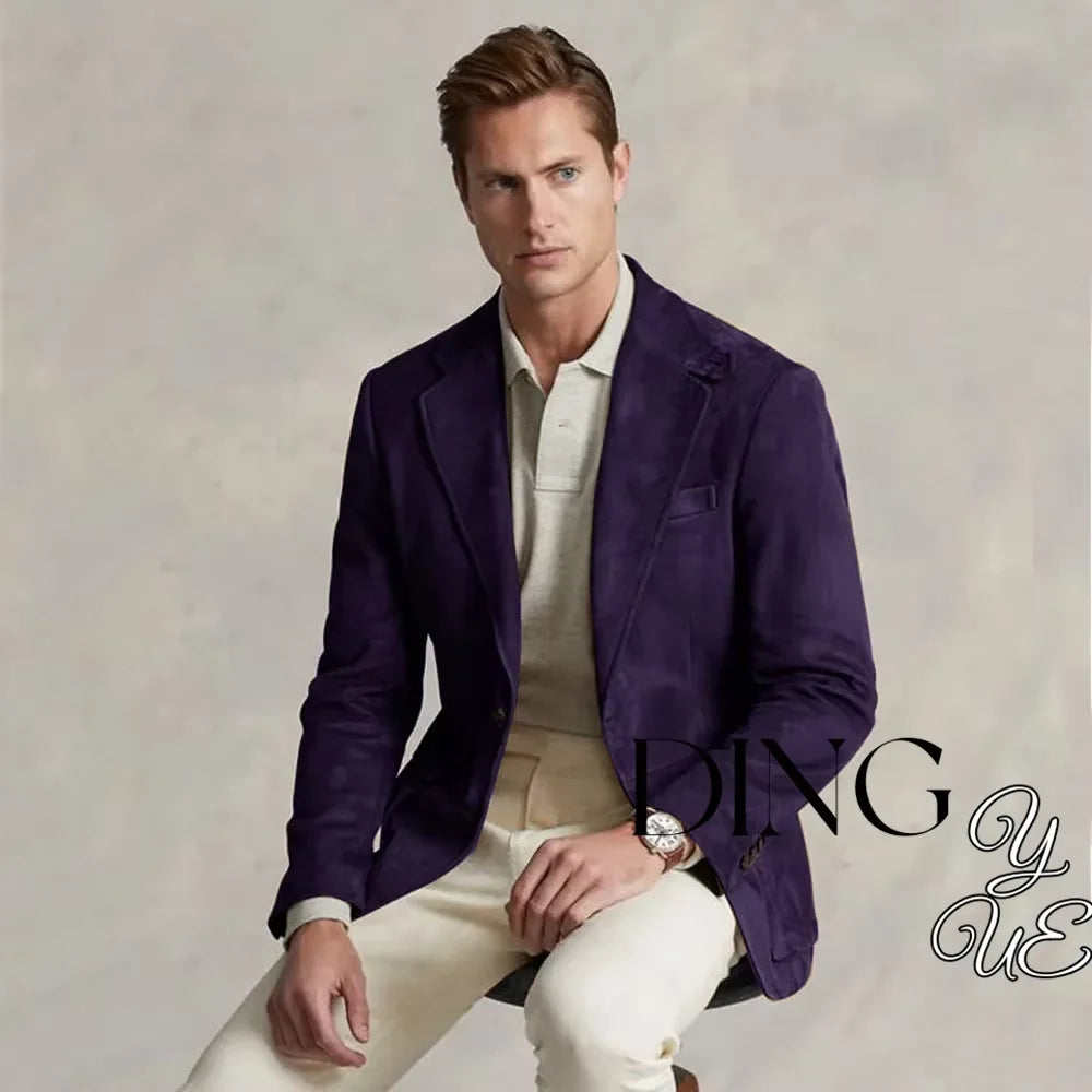 Men's Suede Single Breasted Luxury Blazer