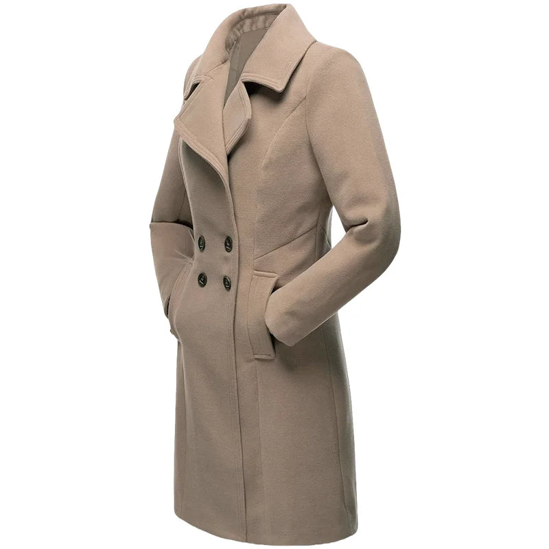 Women's Warm Winter Coat - Wool Blend Lined Jacket