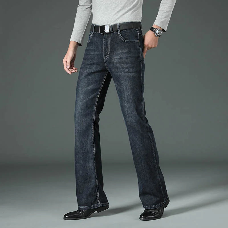 Men's Flared Boot Cut Jeans - Designer Classic High Waist