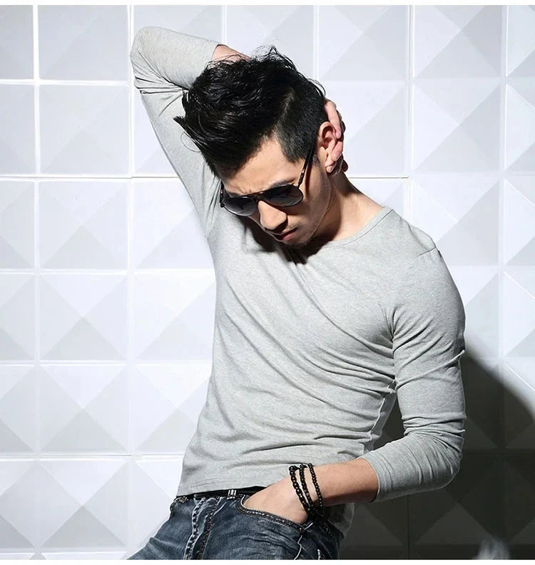 Men's Slim Fit V-Neck Polyester T-Shirt 2026
