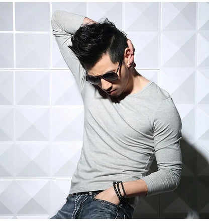 Men's Slim Fit V-Neck Polyester T-Shirt 2026
