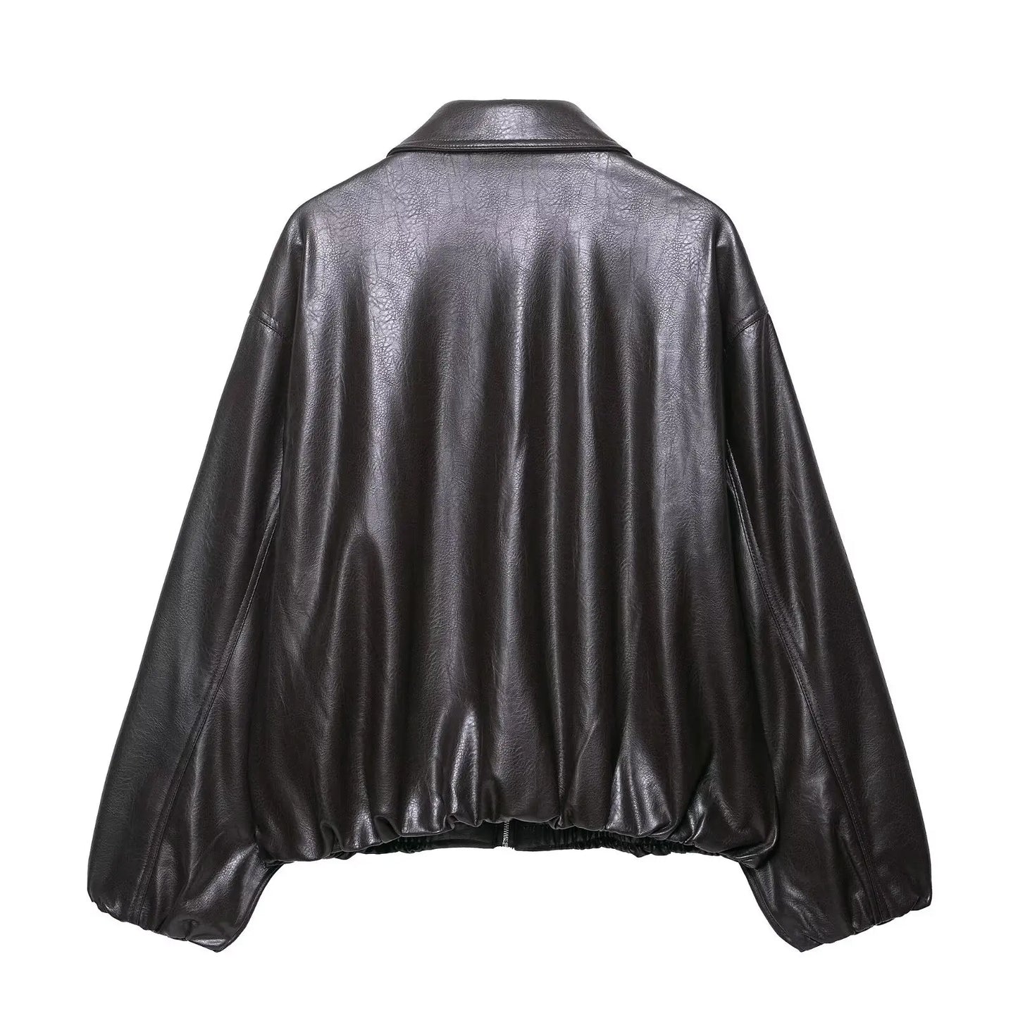 Women Jacket 2025 Fashion Faux Leather Loose Short Streetwear