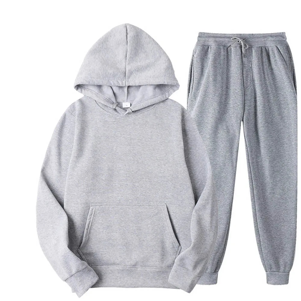 Men's Hoodie & Drawstring Pants Tracksuit Set