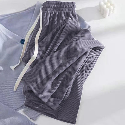 Women Pants High Stretch Waist Wide Leg Summer