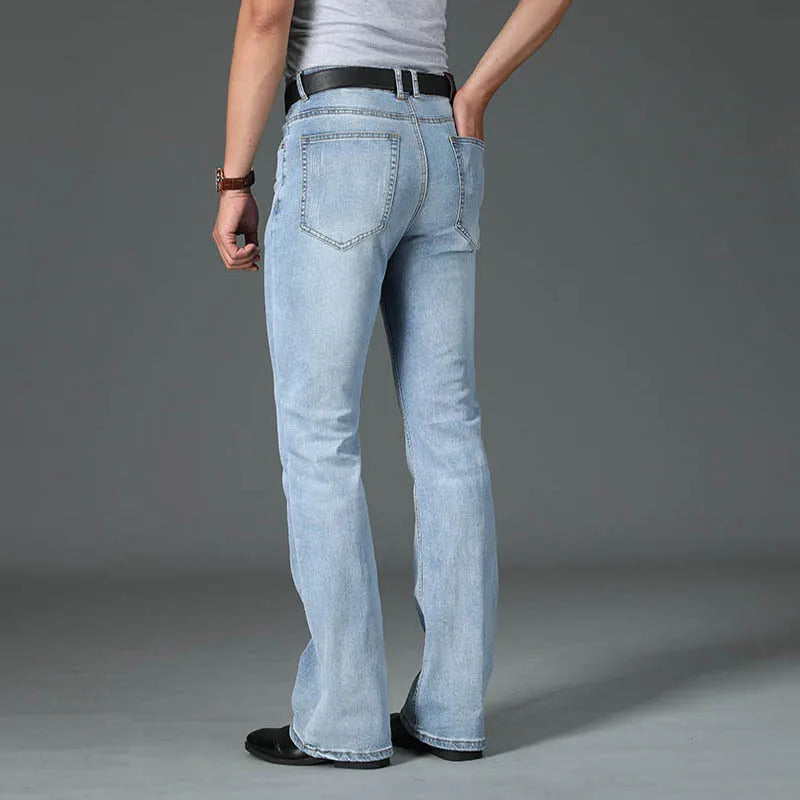 Men's Flared Boot Cut Jeans - Designer Classic High Waist