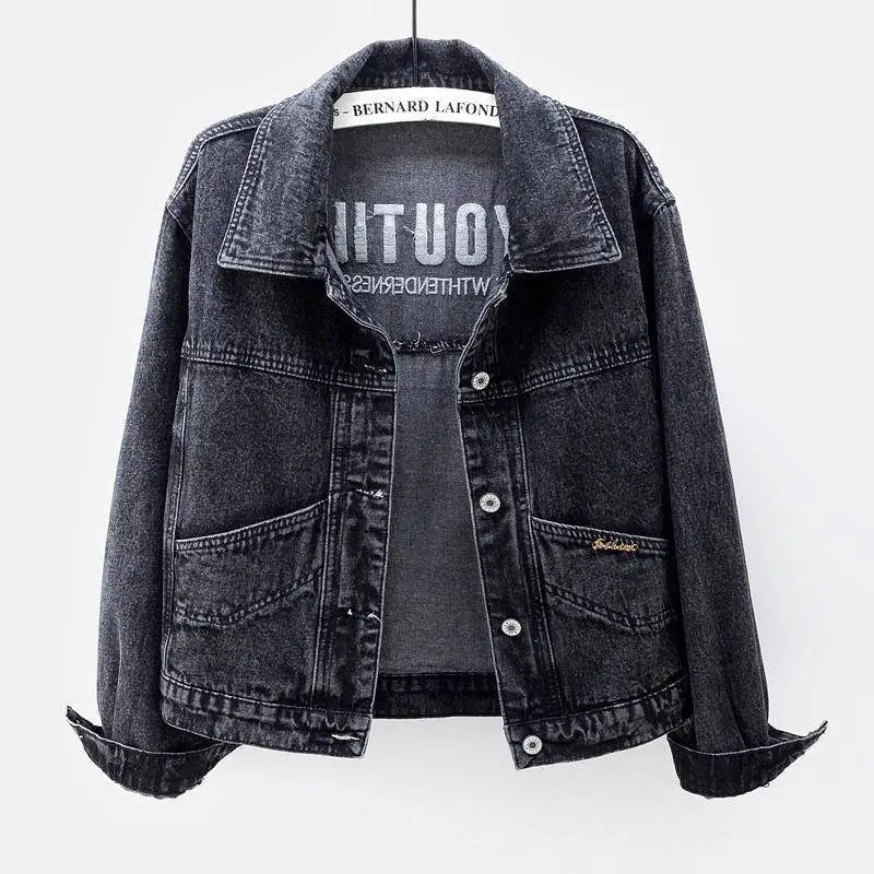 Women's Denim Coat Short Embroidery Y2K