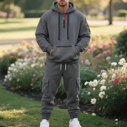 Men's Fleece Zipper Sportswear Suit Set