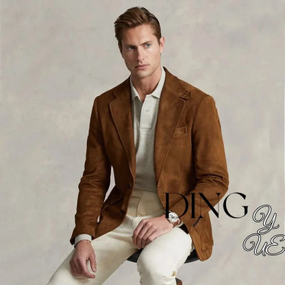 Men's Suede Single Breasted Luxury Blazer