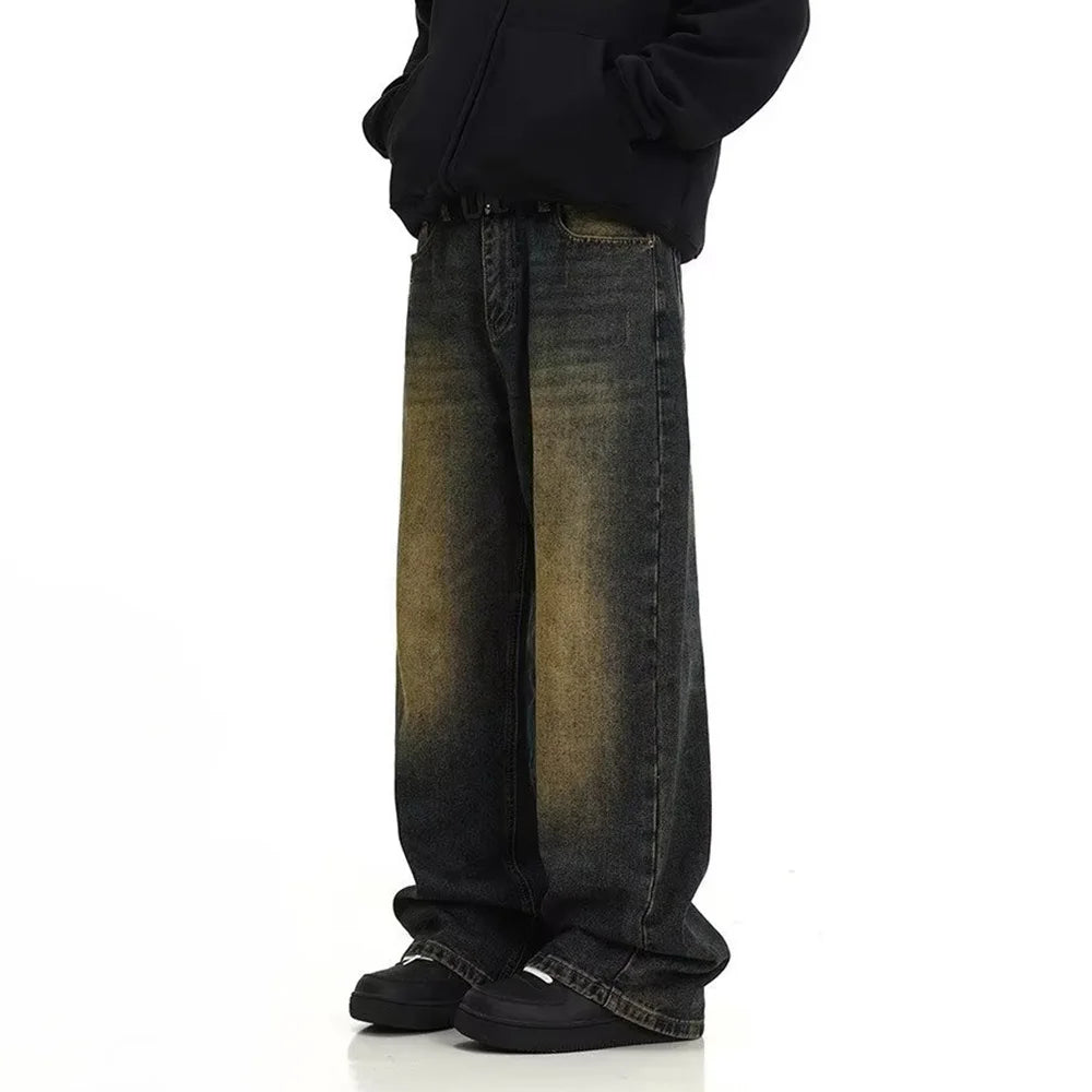 Men's Retro Casual Washed Jeans - American Streetwear Summer