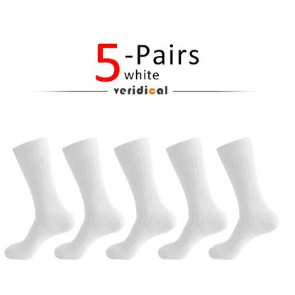 Men's Long Business Socks - Combed Cotton Striped Dress