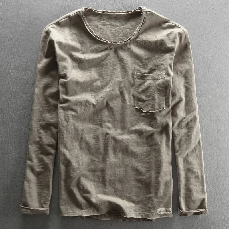 Men's Basic Cotton O-Neck Long Sleeve T-Shirt