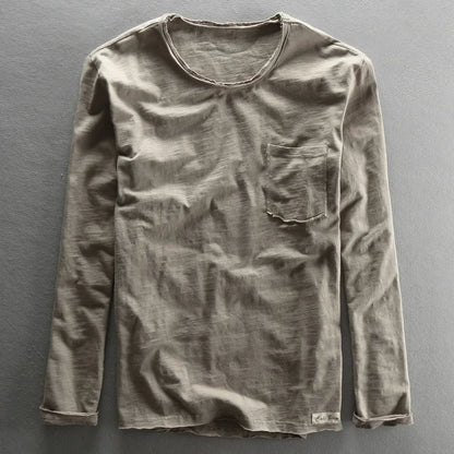 Men's Basic Cotton O-Neck Long Sleeve T-Shirt