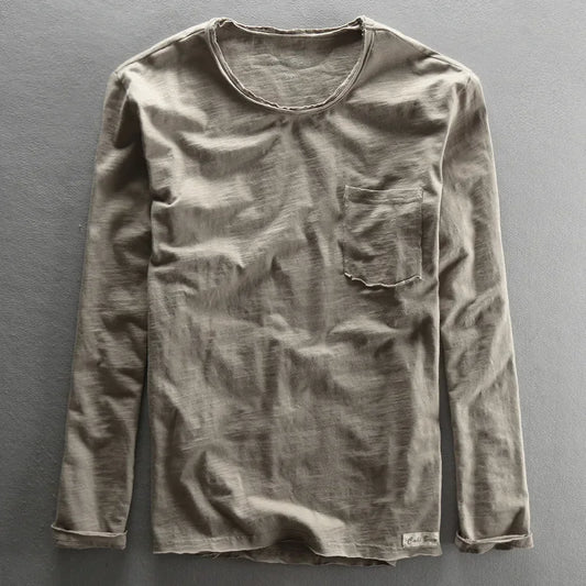 Men's Basic Cotton O-Neck Long Sleeve T-Shirt