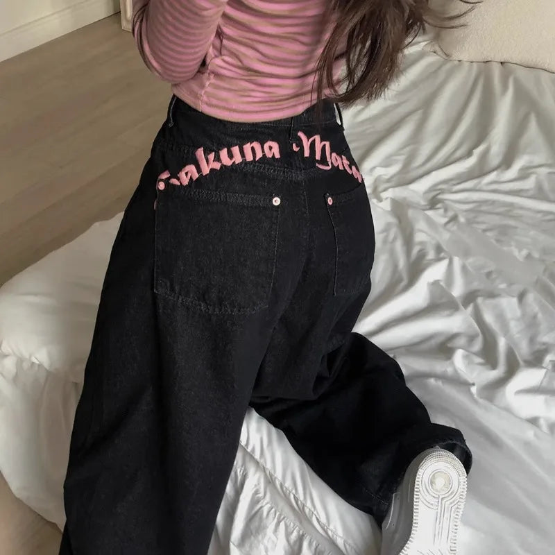 Embroidered Letter Printed Jeans 2025 - Spring Women