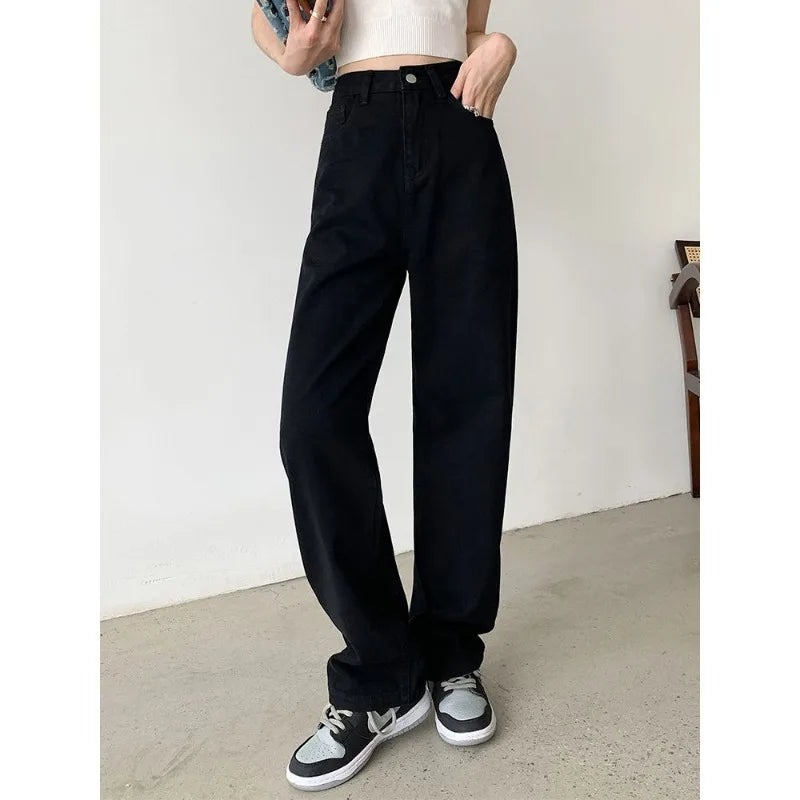 Women Denim Jeans 2025 Autumn Winter High Waist Wide Leg