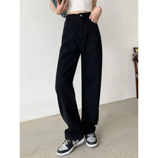 Women Denim Jeans 2025 Autumn Winter High Waist Wide Leg