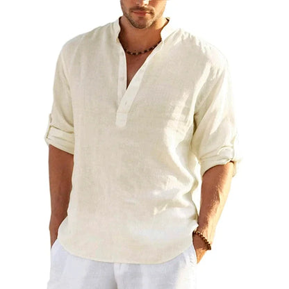 Men's Breathable Basic Cotton Long Sleeve Shirt