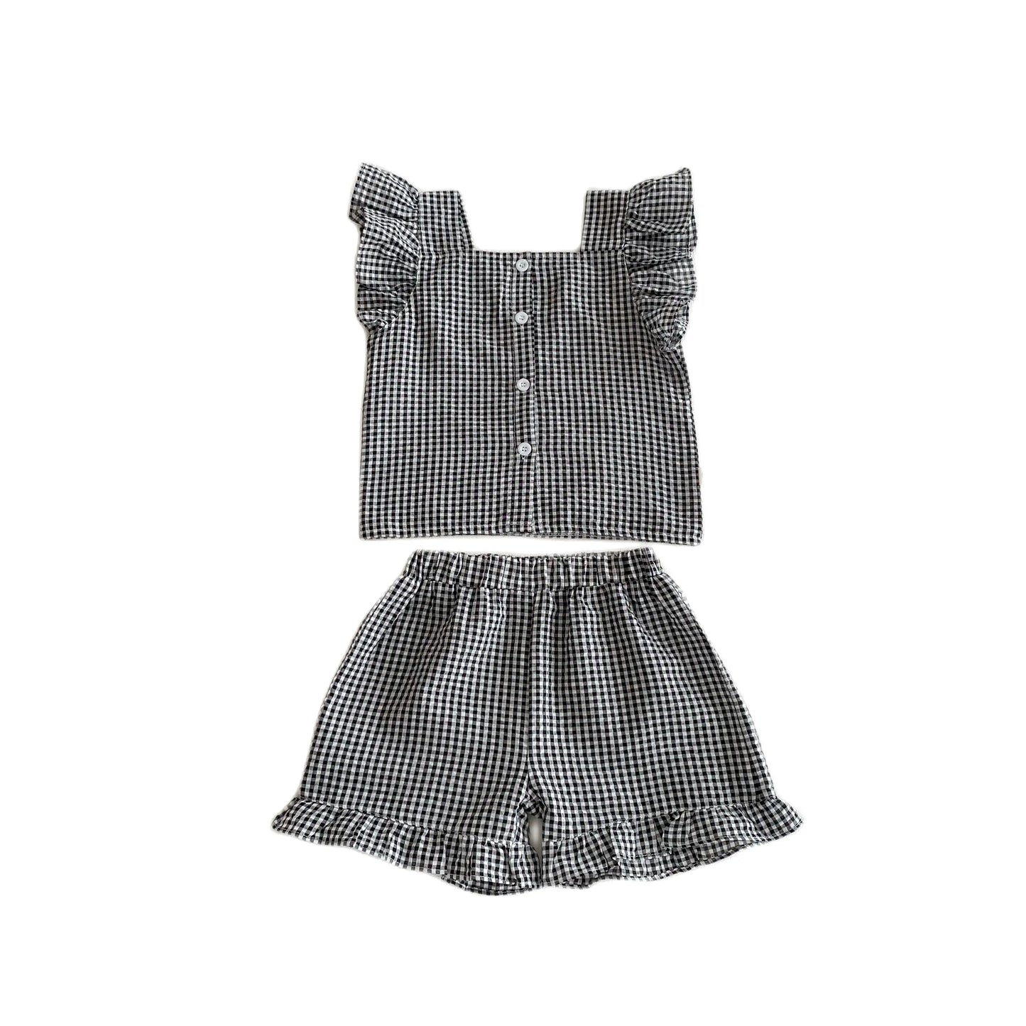 Girls' Checkered Sleeveless Blouse & Shorts Set 2-6Y