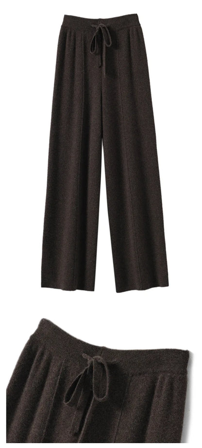 Women's High Waisted Warm Knit Wide Leg Straight