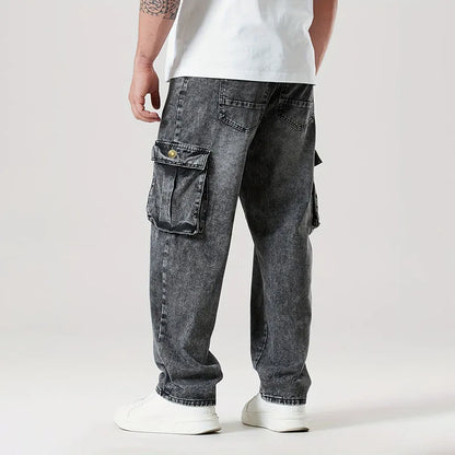 Korean Casual Comfortable Loose Jeans - Men Large Pocket