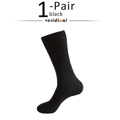 Men's Long Business Socks - Combed Cotton Striped Dress