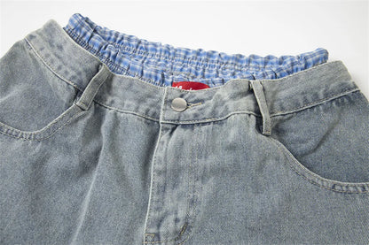 Double Waist Jeans Mens With Belt - Retro High Street