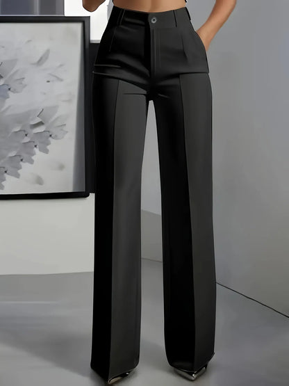 Women's High Waist Dress Pants Flowy Straight Leg
