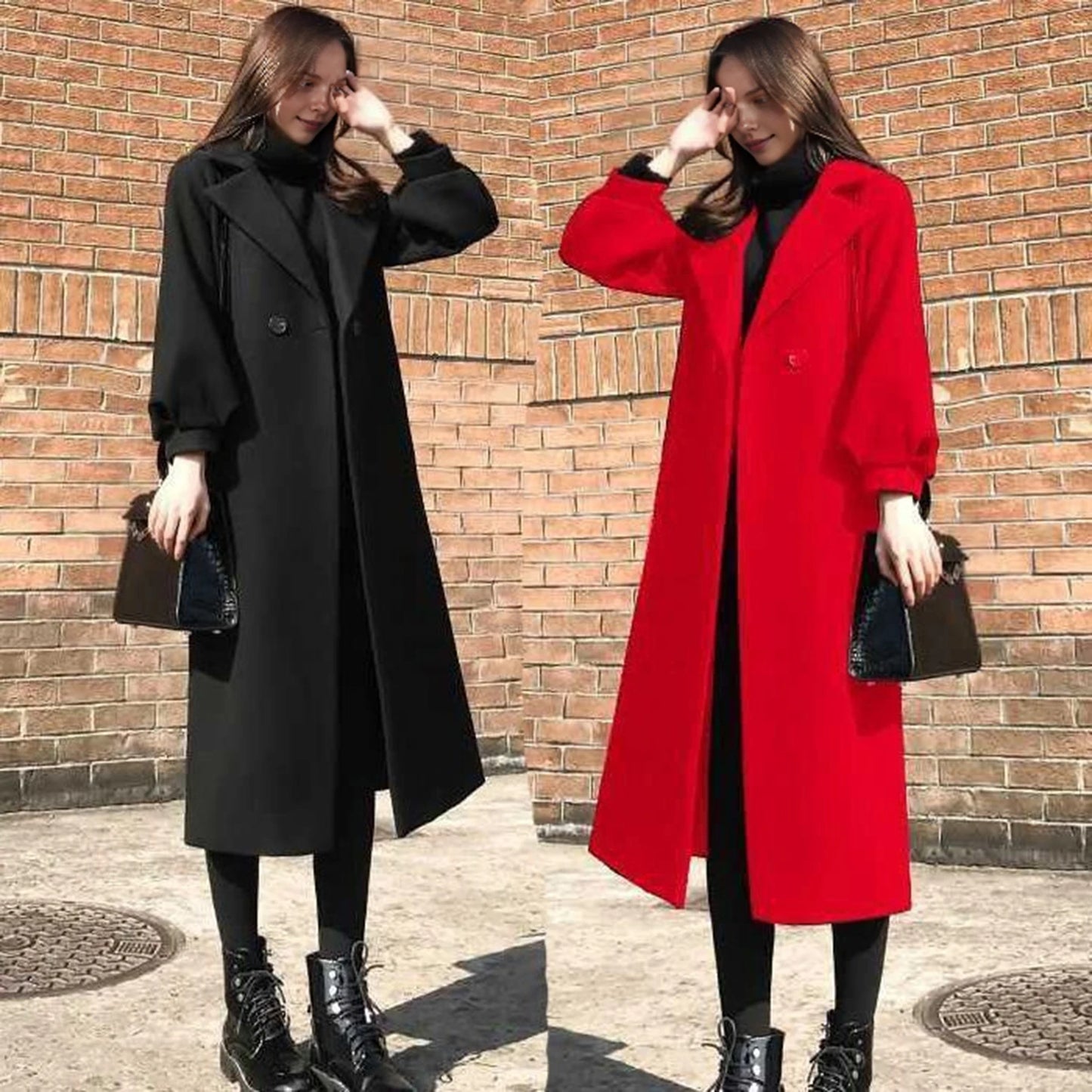 Women's Long Wool Coat - Korean Fashion Winter Coat