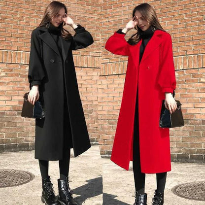Women's Long Wool Coat - Korean Fashion Winter Coat
