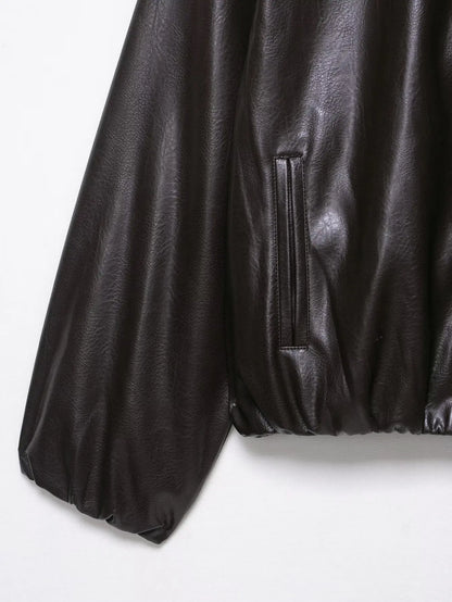 Women Jacket 2025 Fashion Faux Leather Loose Short Streetwear