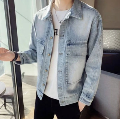 Men's Denim Jacket Short - Casual Slim Korean