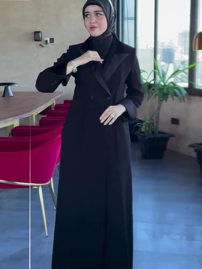 Black Trench Coat For Women - Elegant Double Breasted