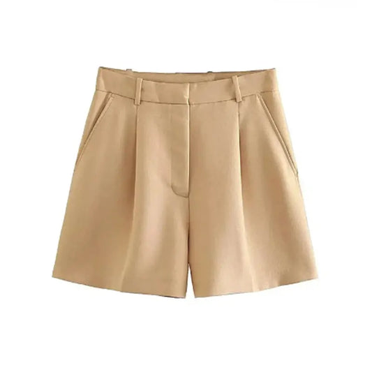 Women's Bermuda Shorts - Vintage High Waist Side Pocket Shorts