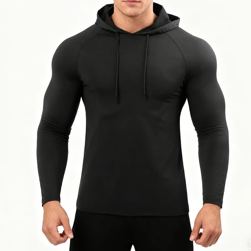 Men's Hooded Running Long Sleeve Sports T-Shirt