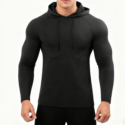 Men's Hooded Running Long Sleeve Sports T-Shirt